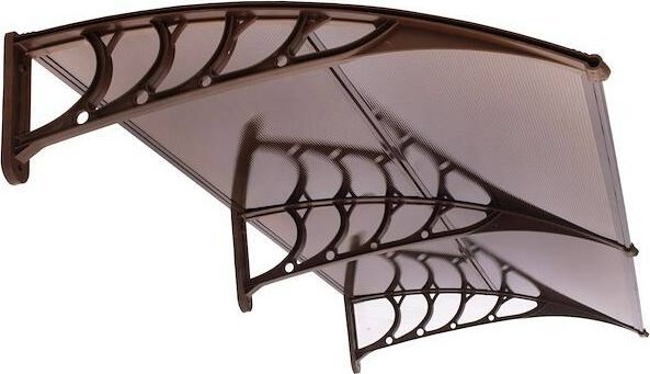 Springos Zadaszenie, daszek do drzwi wejściowych, balkonowych, tarasowych 200x100 cm brązowy, transparentny UNIWERSALNY