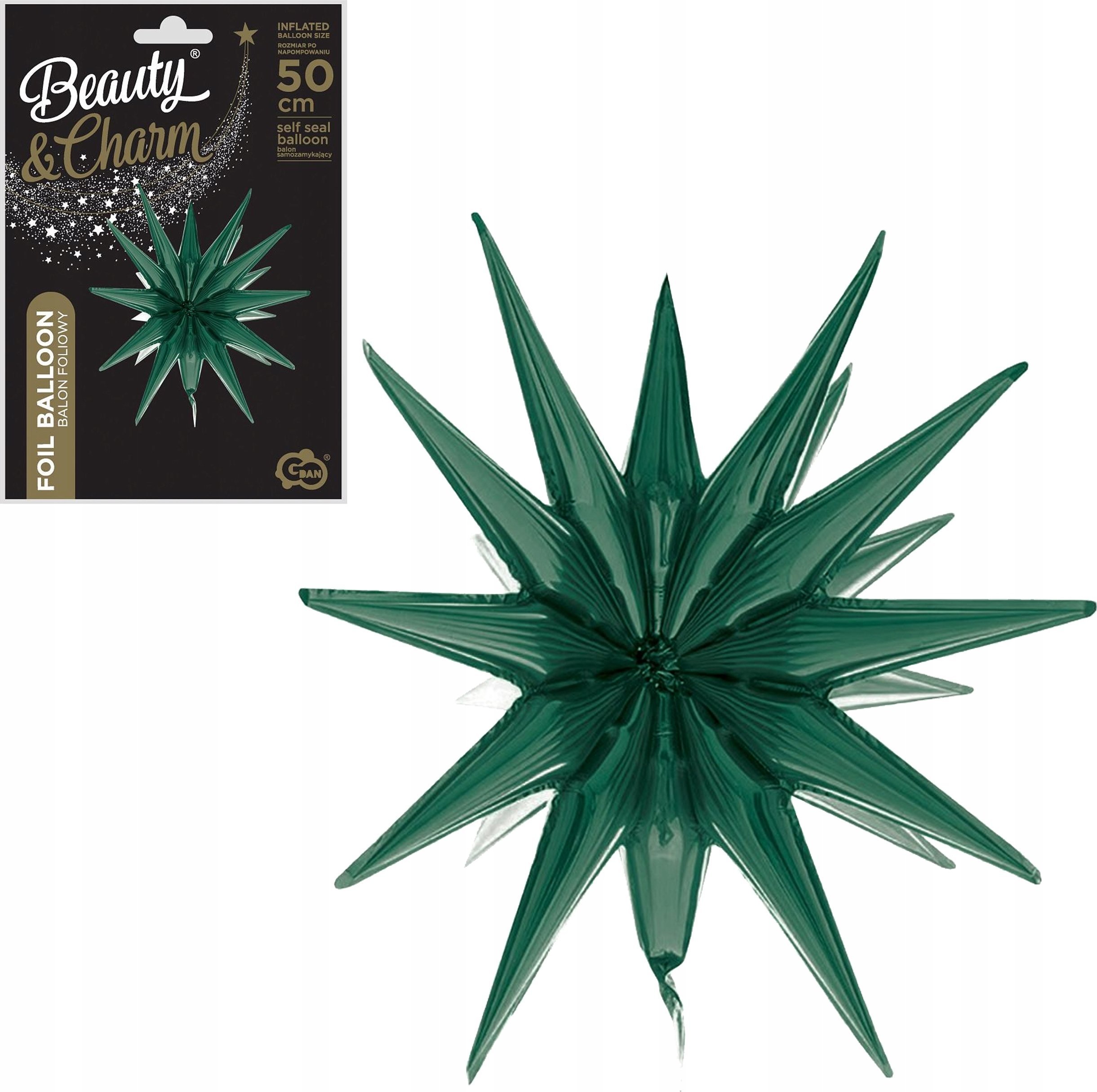 GoDan Balon folia Gwiazda 3D ziel.butelk 50x46 92438