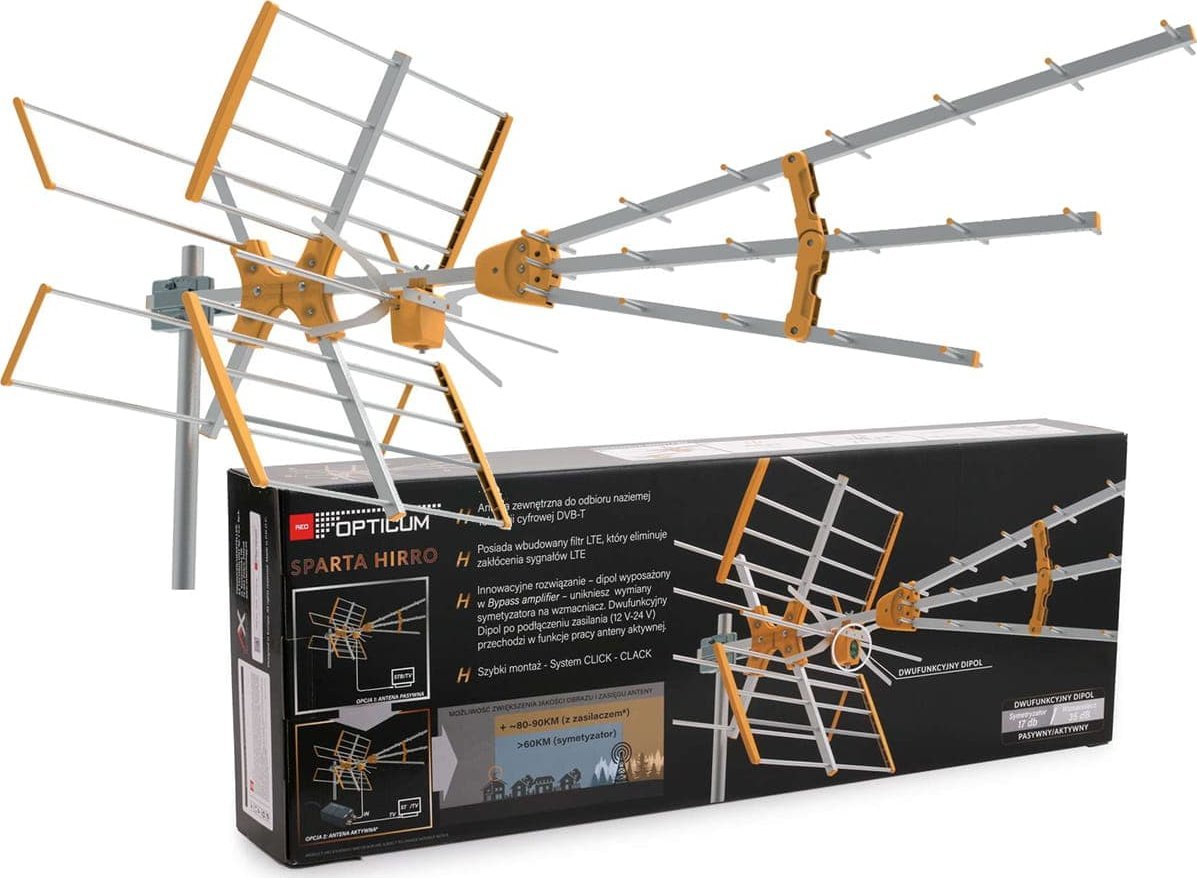 Antena RTV Opticum Antena telewizyjna DVB-T2 Sparta Hirro lte VHF-UHF