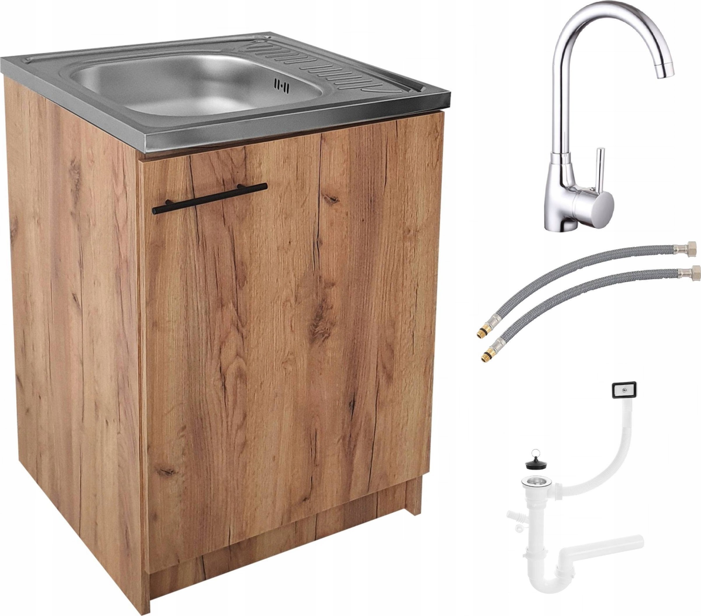 Szafka pod zlewozmywak zlew deante dąb złoty 60 x 50 bateria wysoka chrom