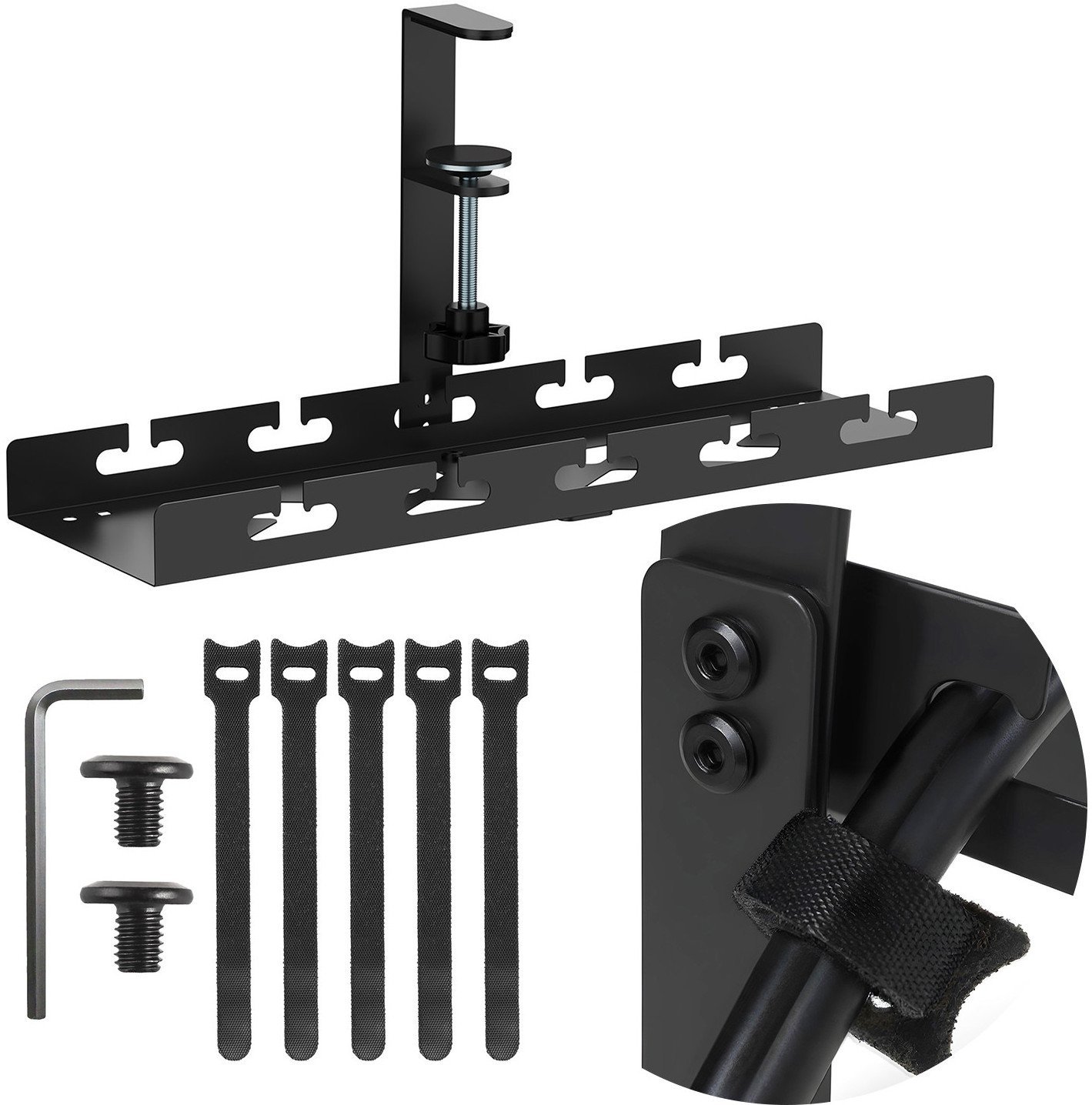 Organizer podbiurkowy na kable Maclean, max. obciążenie 5kg, czarny, MC-105 B