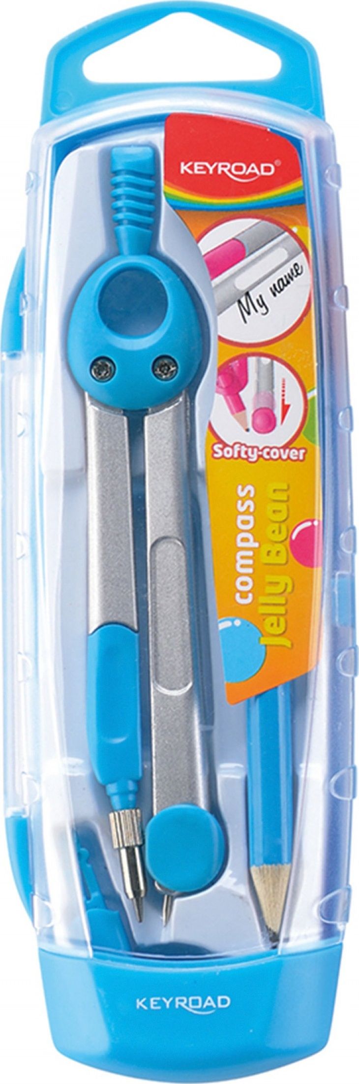 Keyroad Cyrkiel KEYROAD Jelly-Bean, metalowy, w etui, pakowane w display, mix kolorów