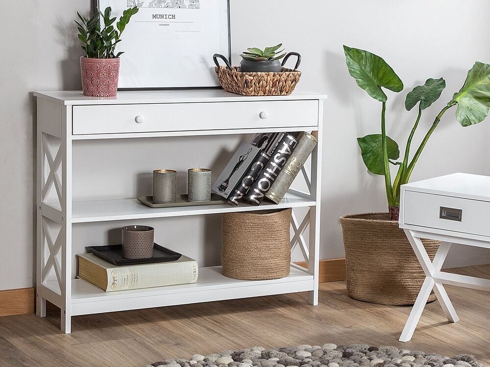 Beliani Konsola 1 szuflada biała MONTGOMERY