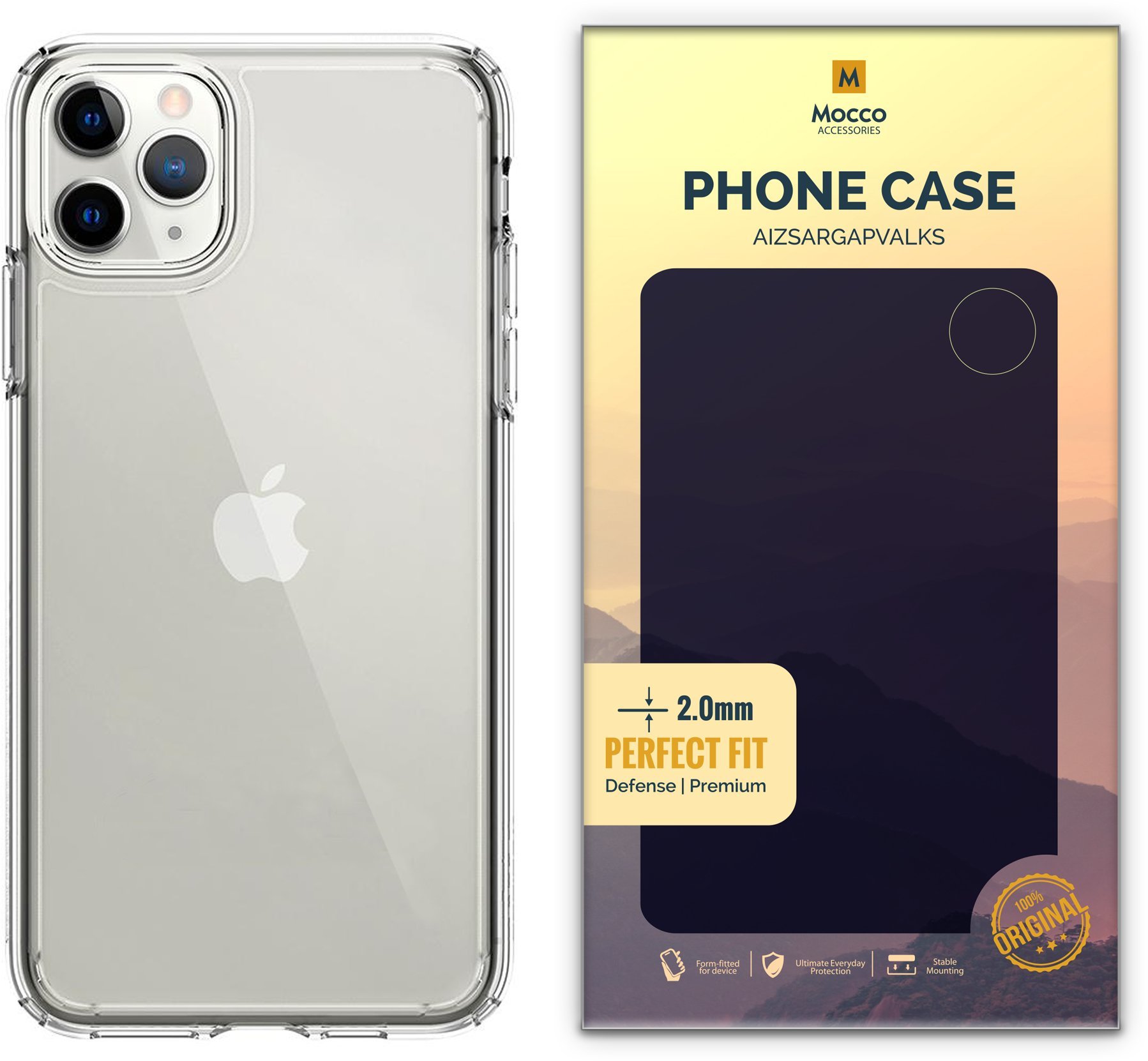 Mocco Original Clear Case 2mm Silicone Case for Apple iPhone 11 Pro Max Transparent (EU Blister)