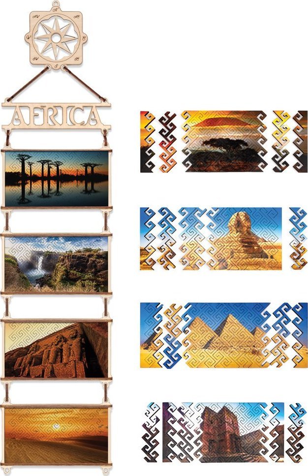 EcoWoodArt EWA Drewniane Dwustronne Puzzle - Afryka