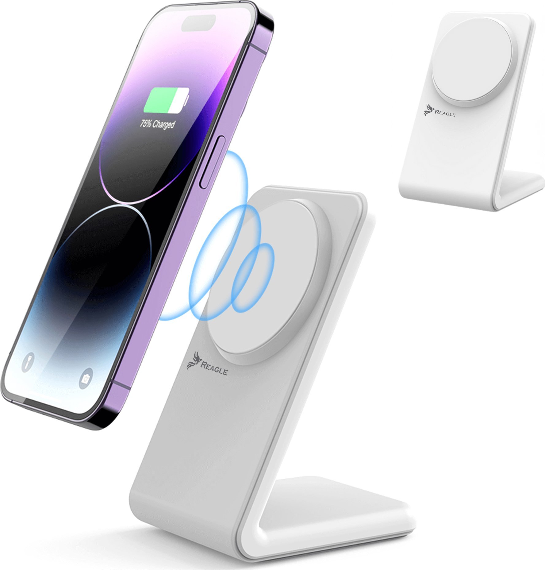 ŁADOWARKA INDUKCYJNA BEZPRZEWODOWA 2W1 MAGSAFE QI 15W IPHONE 16, 15 AIRPODS REAGLE