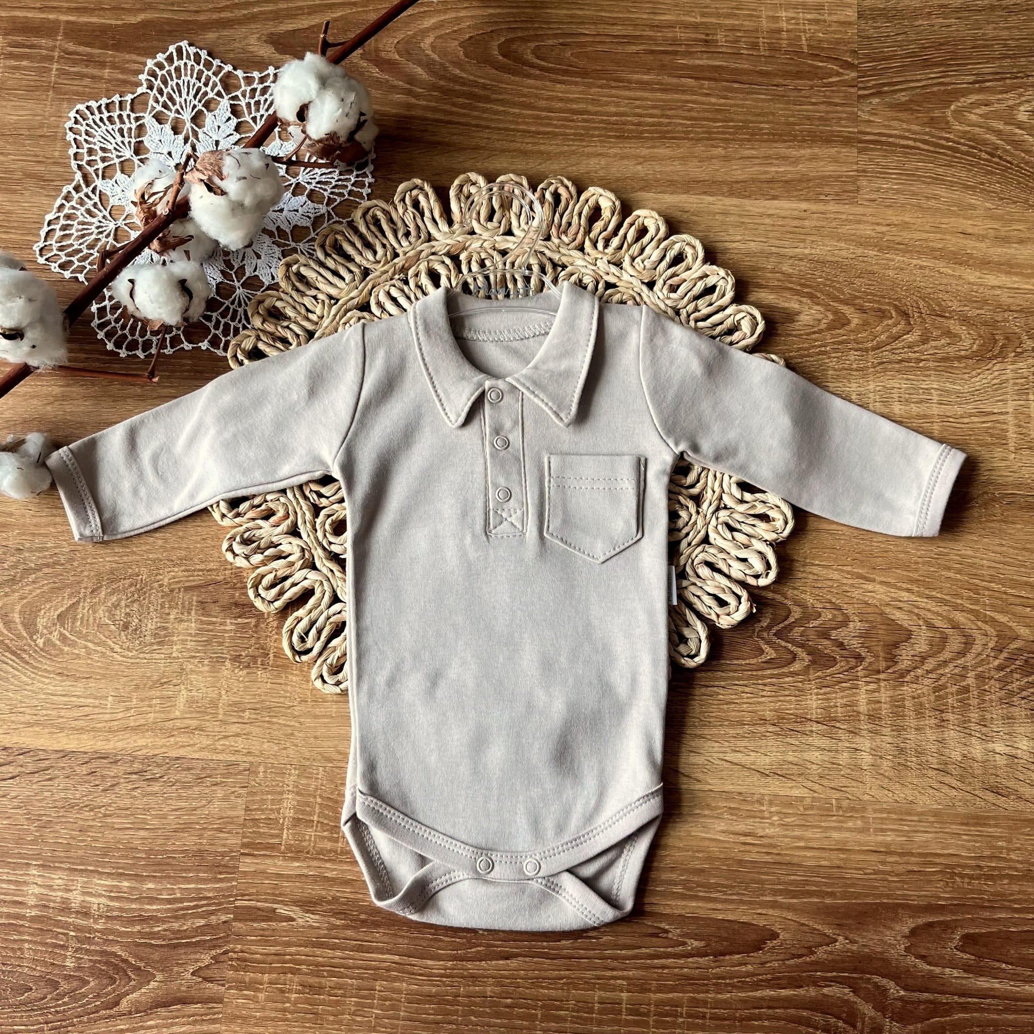 Mamatti Body POLO dziecięce długi rękaw beżowe