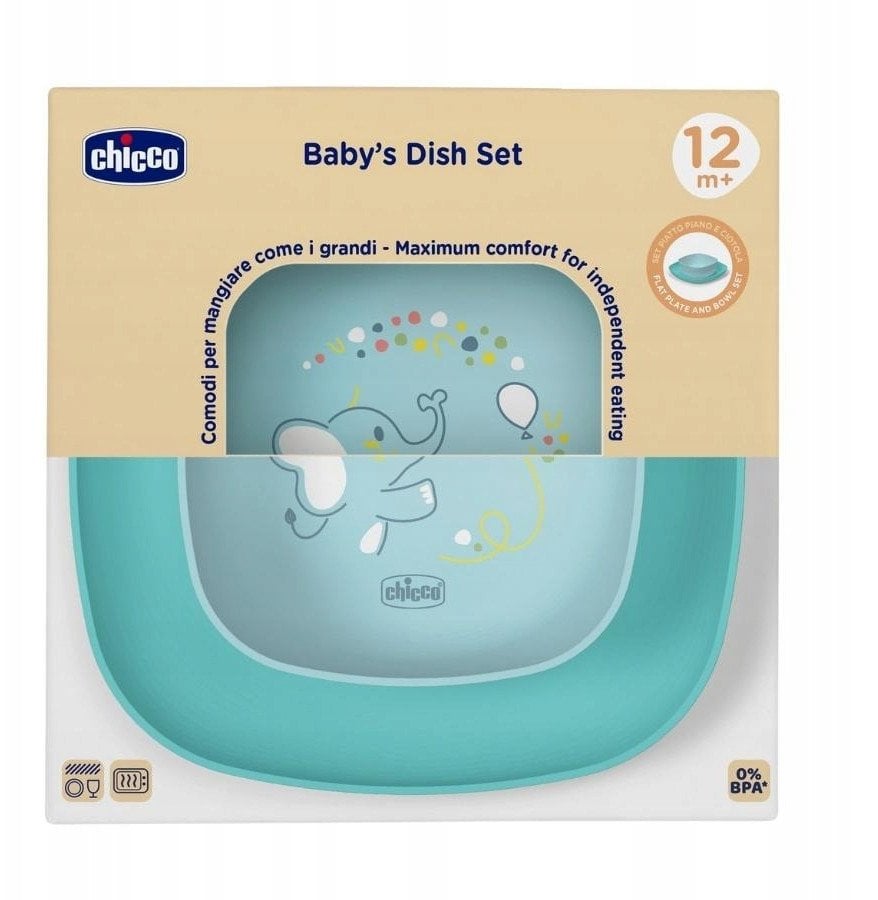 CHICCO-1600225-ZESTAW 2 TALERZY NIEBIESKI 12M+