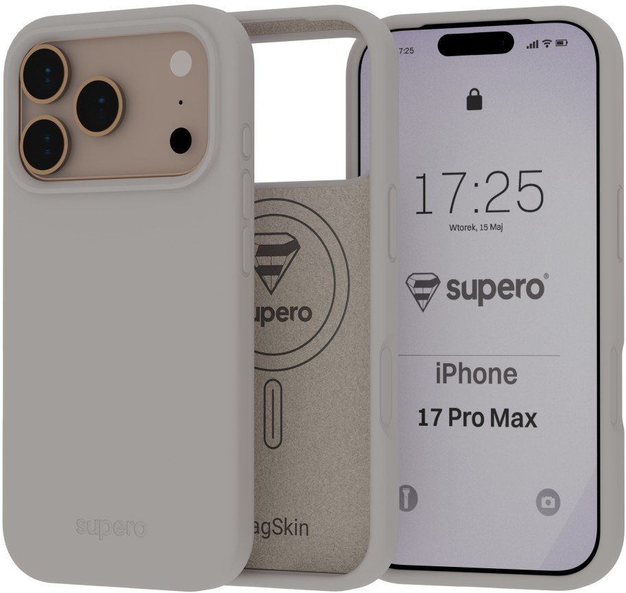 Etui silikonowe Supero MagSkin MagSafe do iPhone 17 Pro Max, jasnoszare