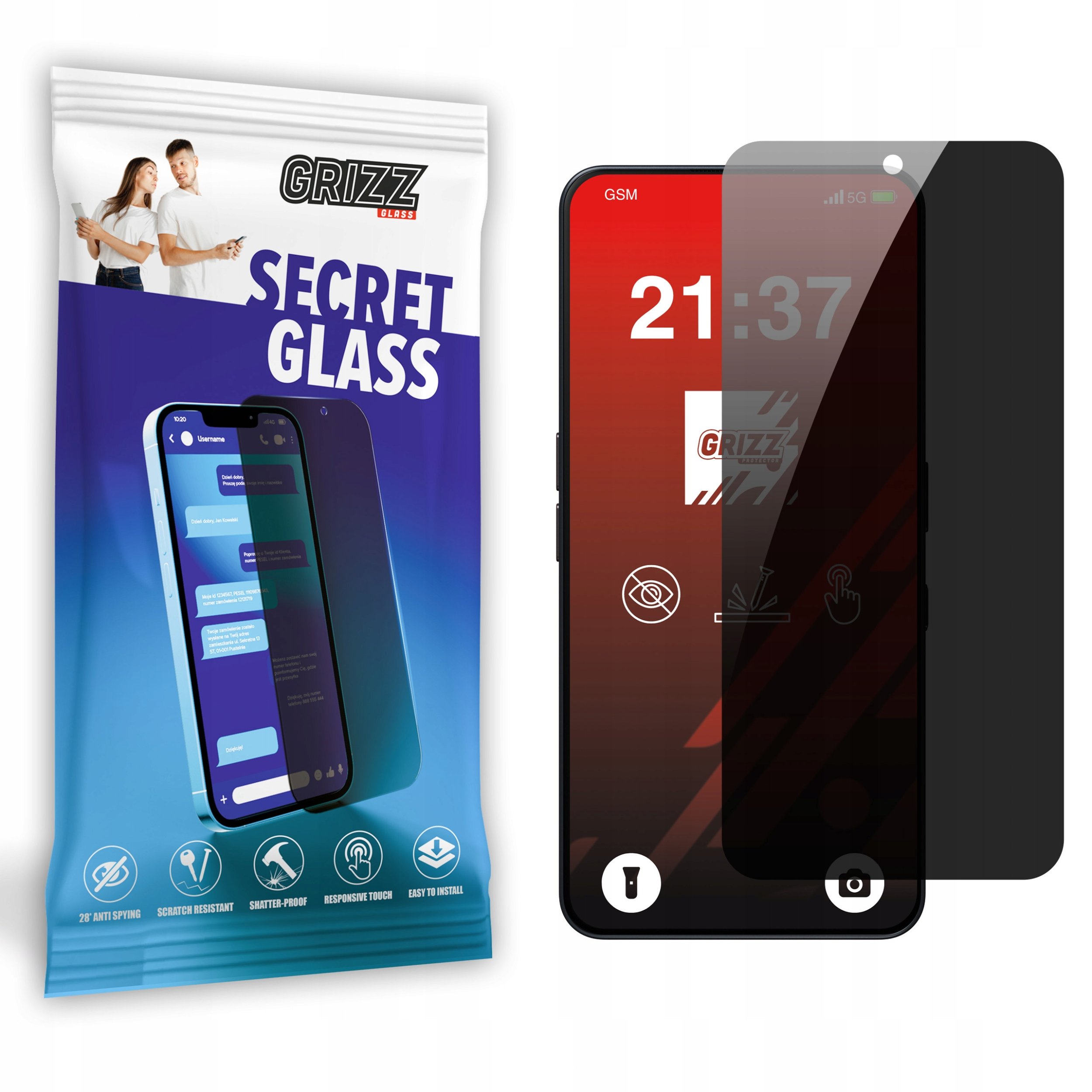 Matowe szkło prywatyzujące GrizzGlass SecretGlass do Nothing Phone (3a)