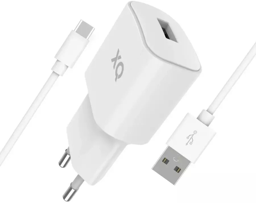 Ładowarka Xqisit Ładowarka Travel Charger 2.4A, 12W Single USB EU- USB-C US White (38079) standard