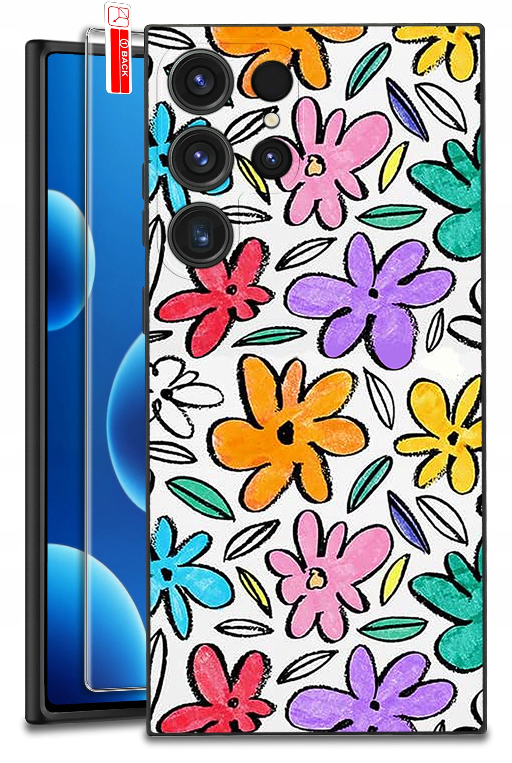 ETUI do Samsung Galaxy S24 Ultra | WZORY | SILIKONOWE MATT CASE + SZKŁO 9H