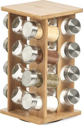 Zeller Półka na 16 szklanek, bambus / stal nierdzewna / szkło, 18 x 18 x 30 cm