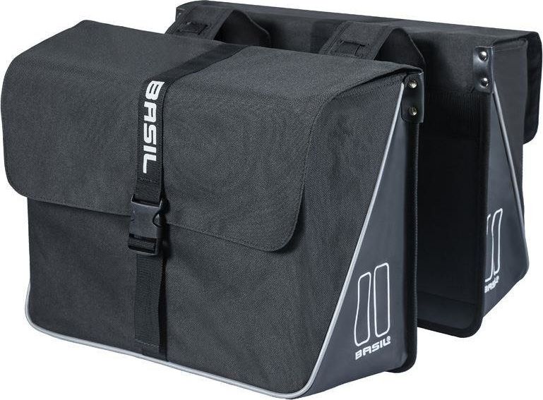 Basil Sakwa Miejska Podwójna BASIL FORTE DOUBLE BAG 35L, Universal Bridge System, wodoodporna plandeka i poliester, czarny (NEW)