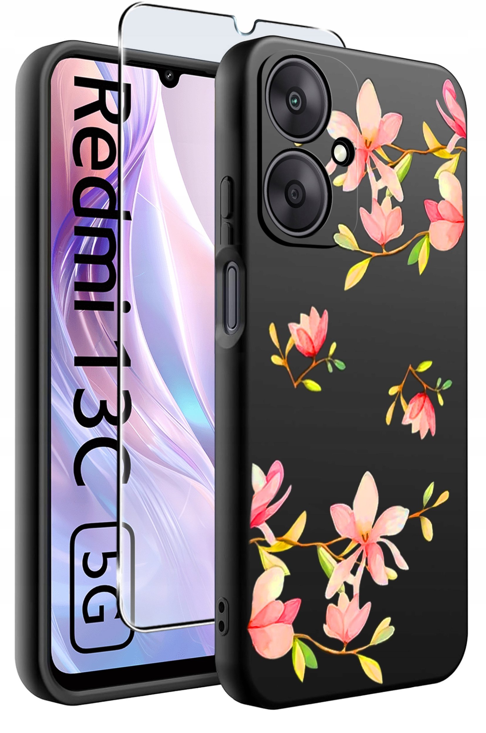 ETUI do Xiaomi Redmi 13C 5G WZORY |SILIKONOWE MATT CASE +SZKŁO HARTOWANE 9H