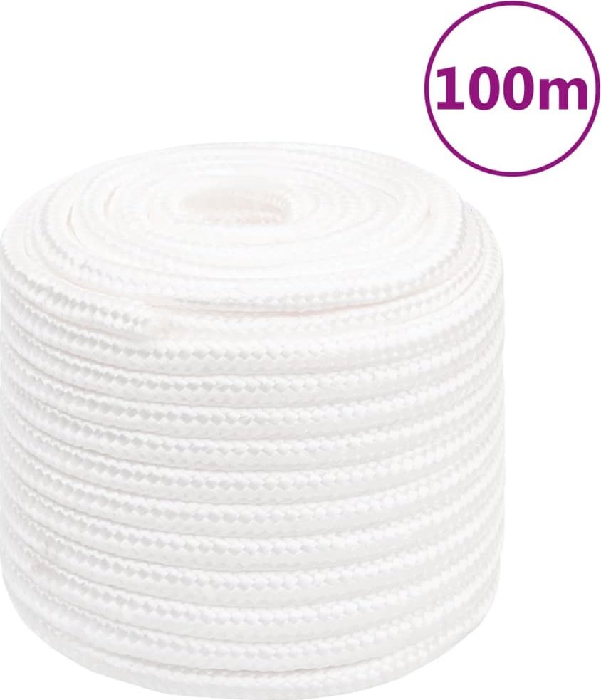 vidaXL vidaXL Linka żeglarska, biała jednolita, 16 mm, 100 m, polipropylen
