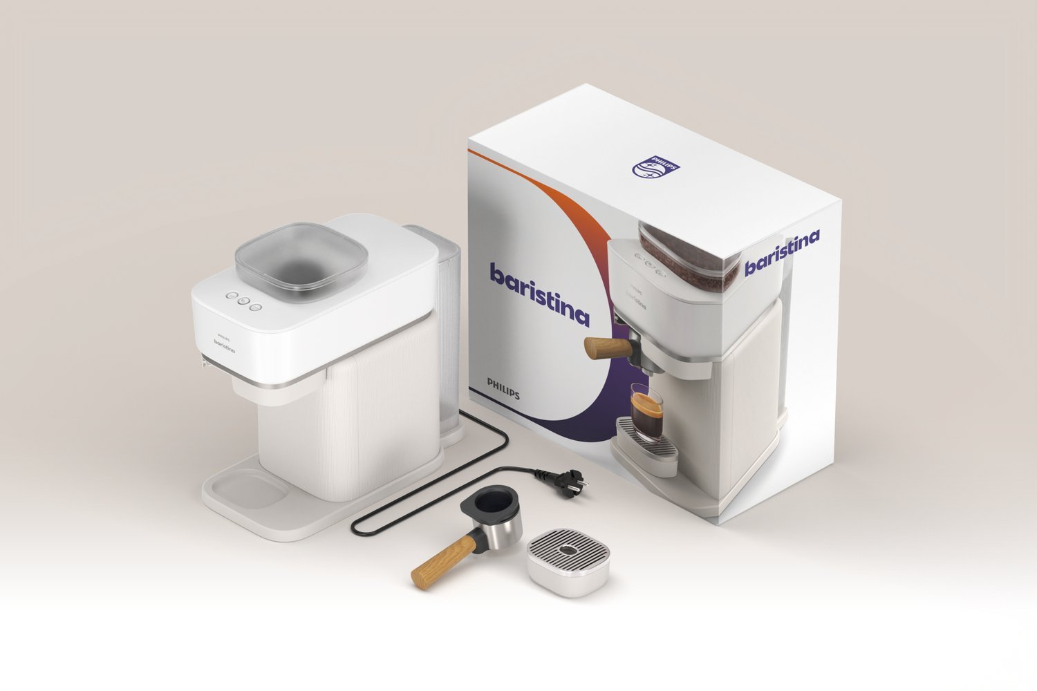 Ekspres ciśnieniowy Philips Baristina BAR302/20 biały mleczny/jesionowy