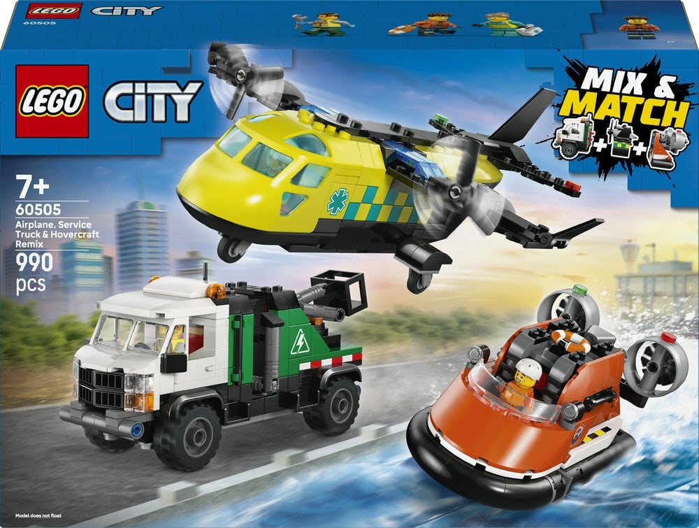 LEGO City Zestaw z samolotem, ciężarówką serwisową i poduszkowcem (60505)