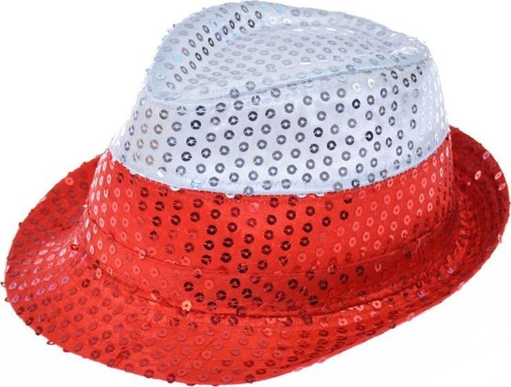 Kapelusz cekiny Biało-Czerwoni