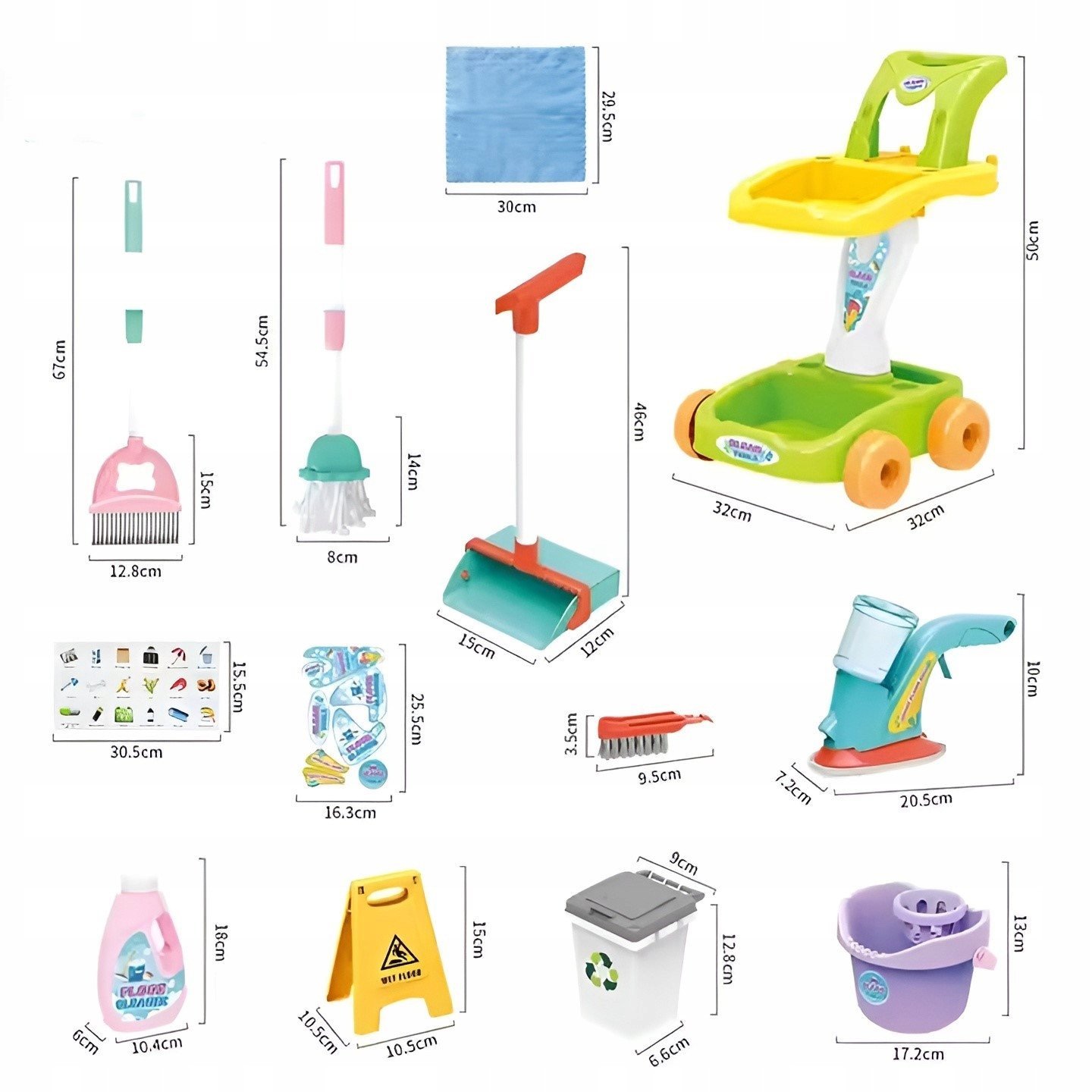 Zestaw wÃ³zek do sprzÄtania 24 elementy