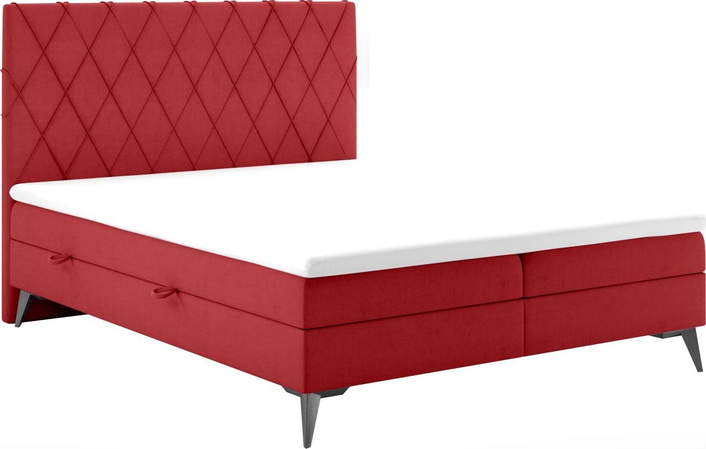 LAVERTO Łóżko kontynentalne IBETIO 160x200 bordowe velvet z pojemnikiem