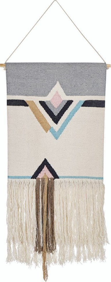 Beliani Dekoracja ścienna z frędzlami bawełniana beżowa KABIRWALA