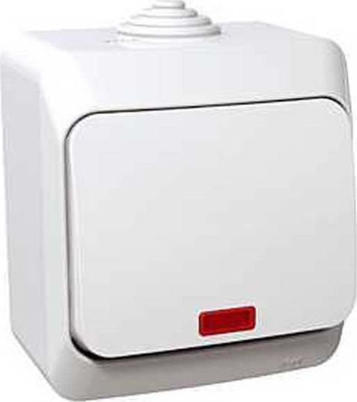 Schneider Electric Cedar Plus Łącznik jednobiegunowy 16AX IP44 z podświetleniem biały WDE000514