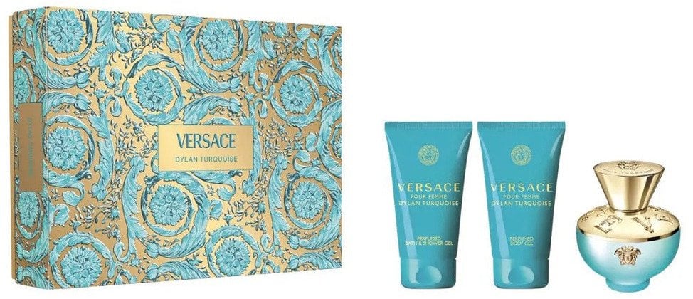 Versace Dylan Turquoise Pour Femme zestaw woda toaletowa spray 50ml + żel do ciała 50ml + żel pod prysznic 50ml