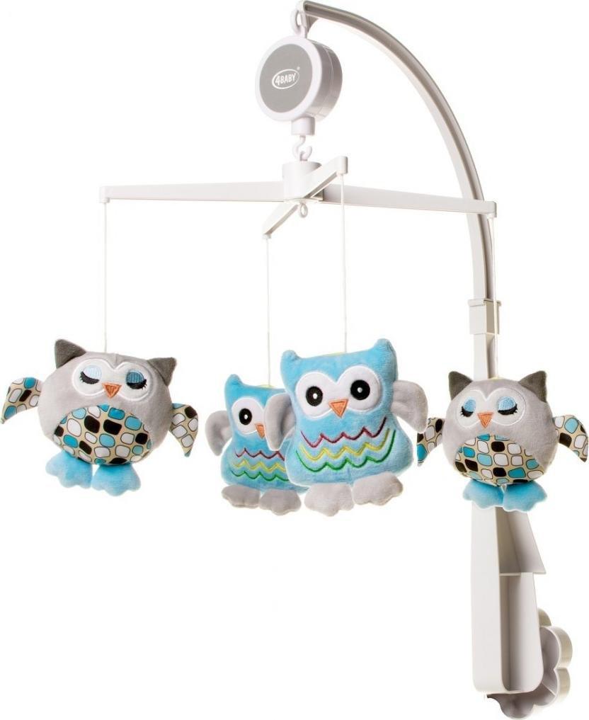 4Baby Play & Edu karuzela pluszowa sowa niebieska szara