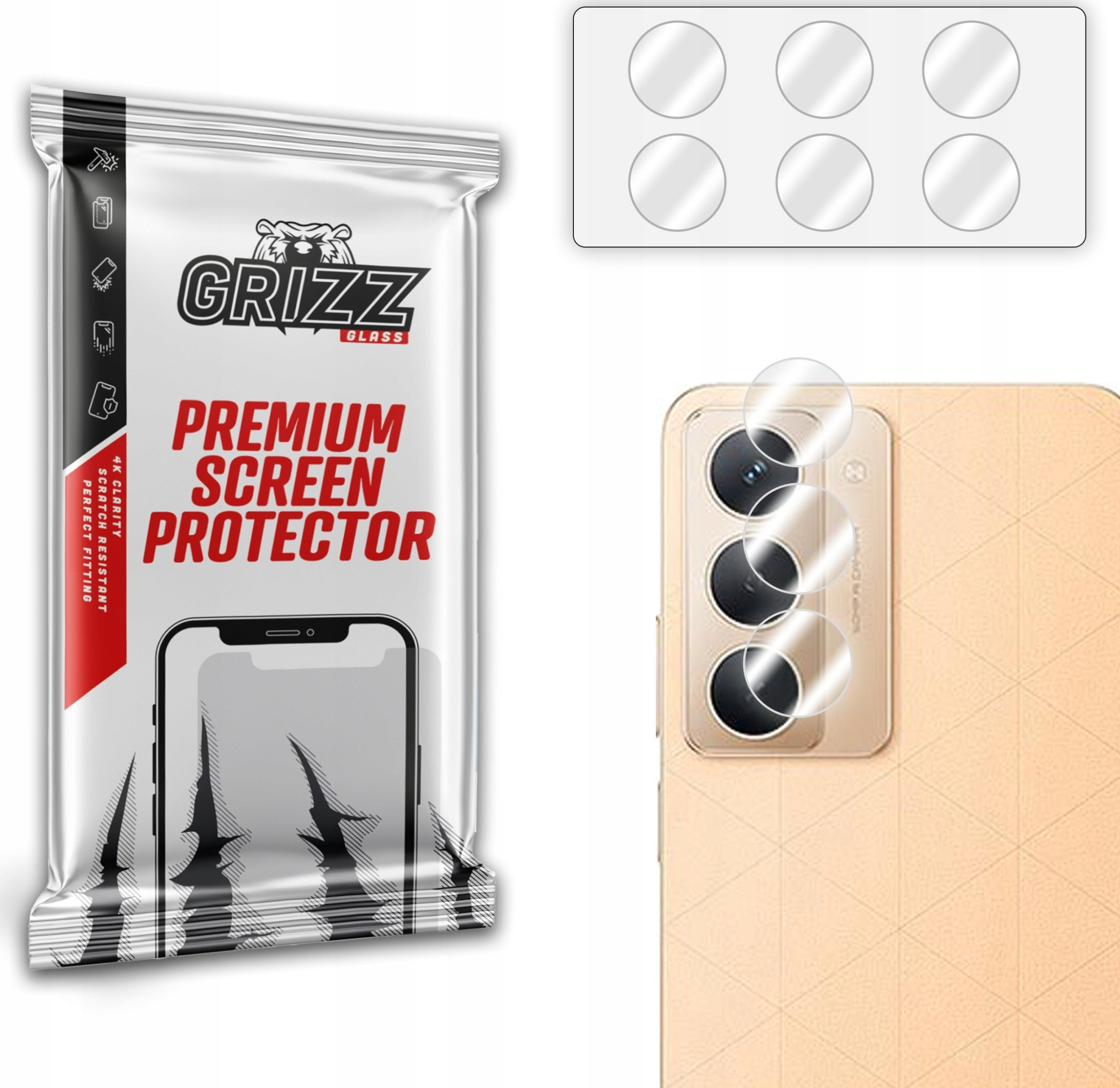 Szkło na aparat GrizzGlass HybridGlass Camera do Realme P3x [2 PACK]