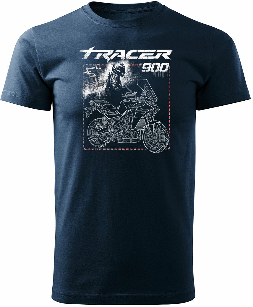Koszulka motocyklowa z motocyklem na motor Yamaha Tracer 9 900 męska granatowa XXL