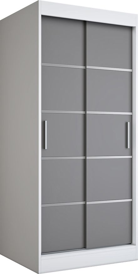 Elior Przesuwna szafa w kolorze biały + antracyt - Livia 2X