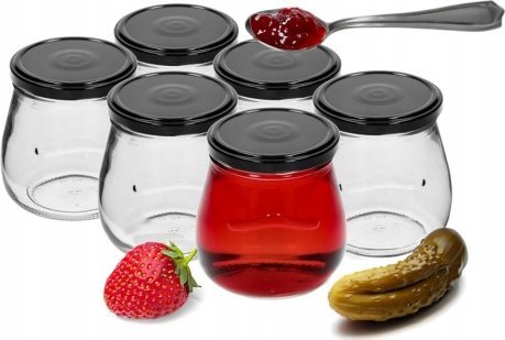 Browin Słoiki na przetwory z czarnymi zakrętkami 6 szt 500 ml