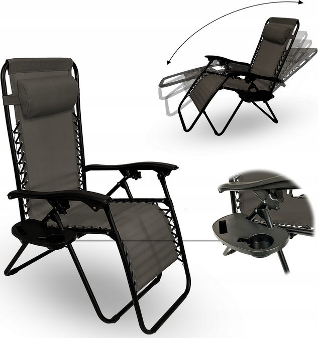 Krzesło ogrodowe leżak składany FARO 65x90x110cm szary