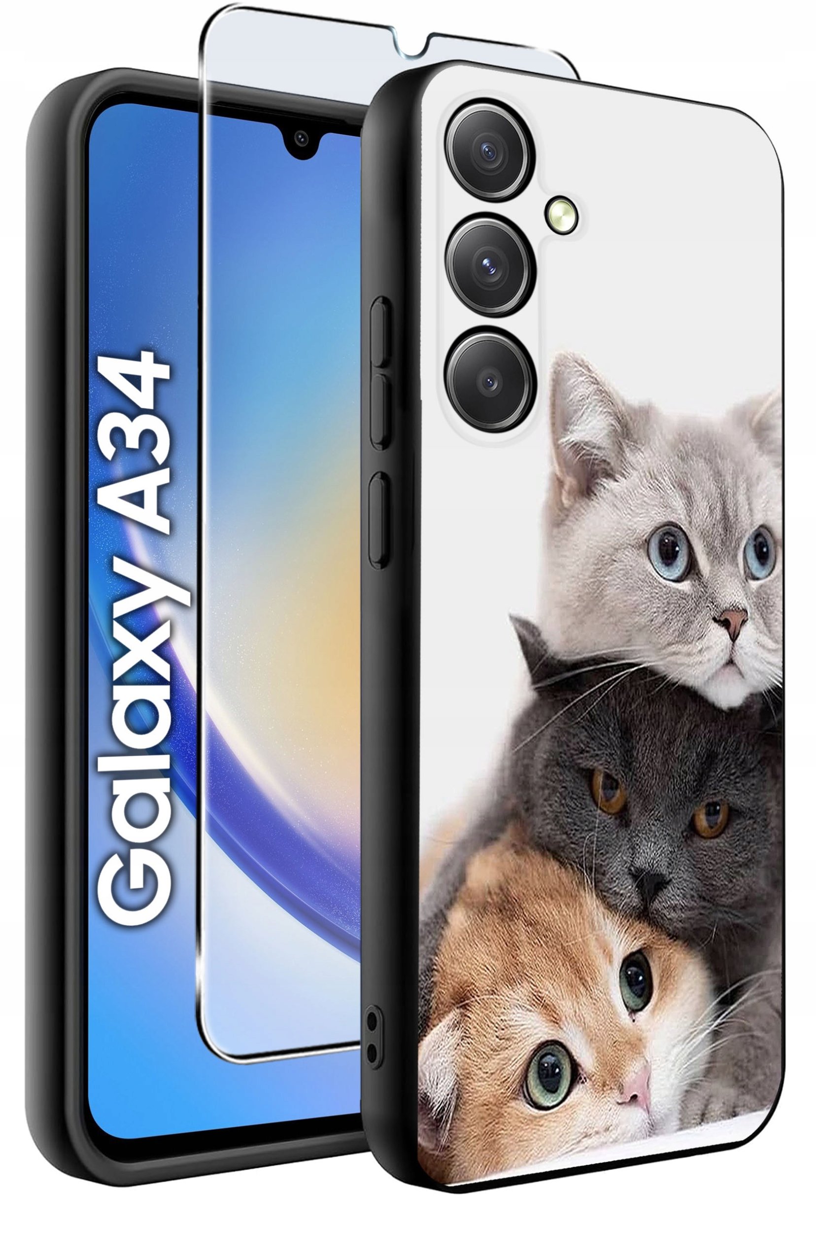 ETUI do Samsung A34 5G WZORY | SILIKONOWE MATT CASE + SZKŁO 9H