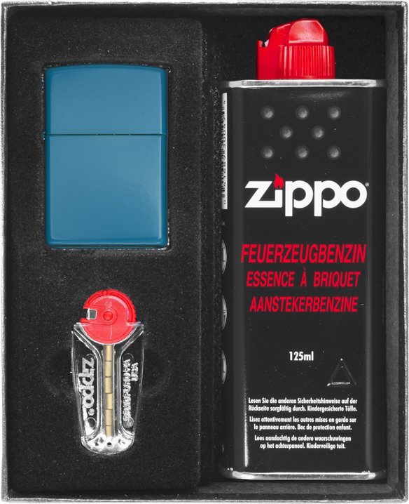 Zestaw ZIPPO Zapalniczka REG FLAT TURQ Prezentowy No1