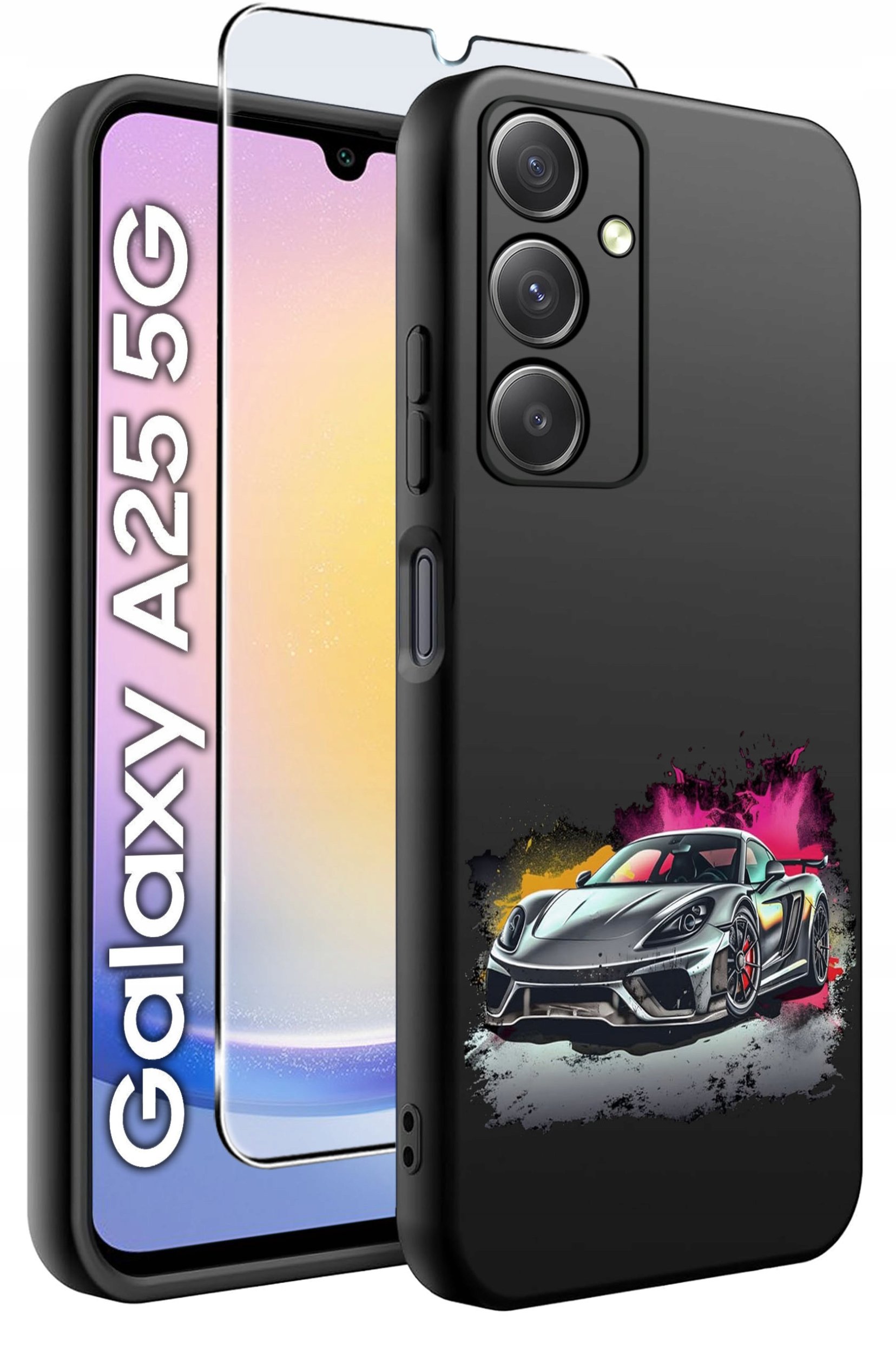 ETUI do Samsung A25 5G WZORY | SILIKONOWE MATT CASE + SZKŁO HARTOWANE 9H