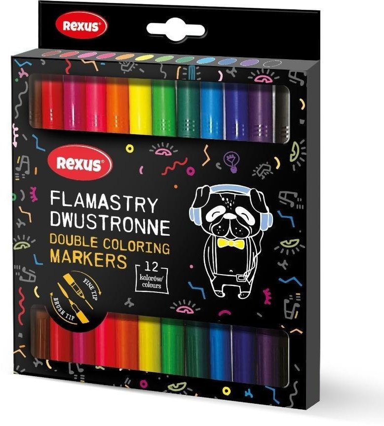 Mazaki dwustronne 2w1 12 kolorów