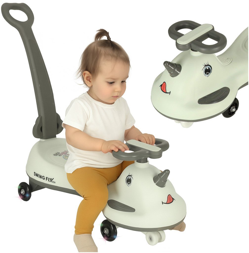 Jeździk grawitacyjny LED Swing FIX S1 skuter z rączką szary max 65kg