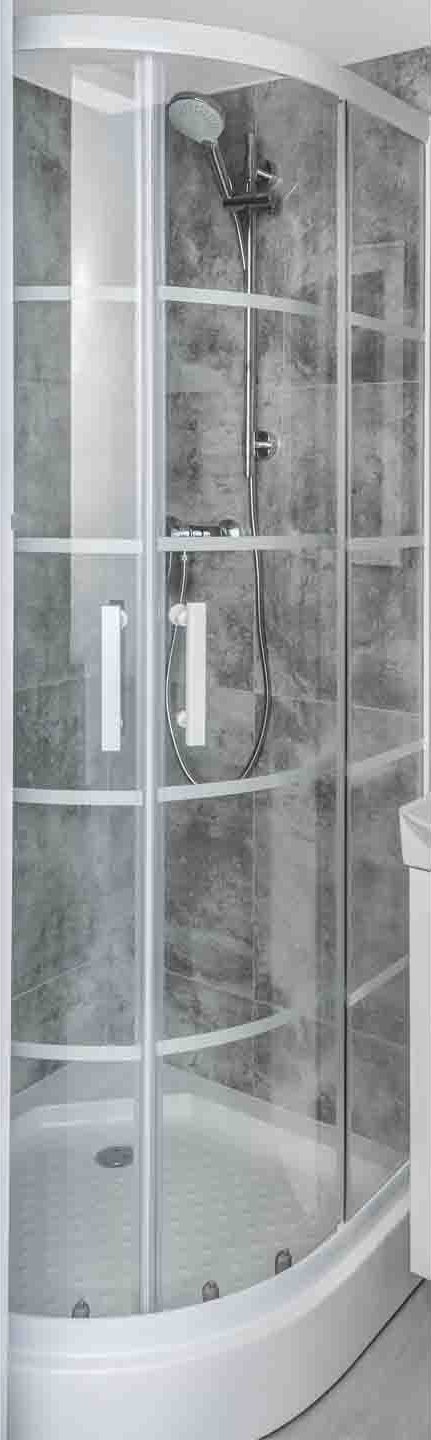 Toule Szklana kabina prysznicowa biała LOFT w duże szprosy 80x80 półokrągła