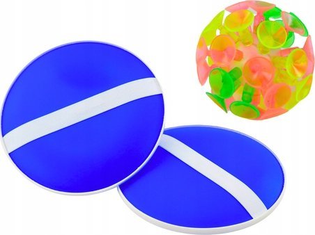LeanToys Gra Zręcznościowa Paletki Okrągłe Piłka Z Przyssawkami Niebieski