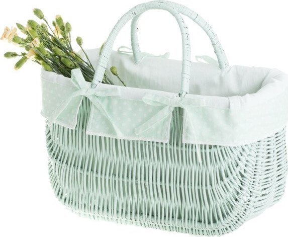 WickerPL Wiklinowa Torba "Holenderska" w Kolorze Miętowym 43x21 H27/35 cm