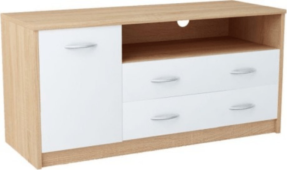 Szafka Rtv, komoda, Classic, 110x41x55 cm, dąb sonoma, biel, mat | TYLETEGOTU