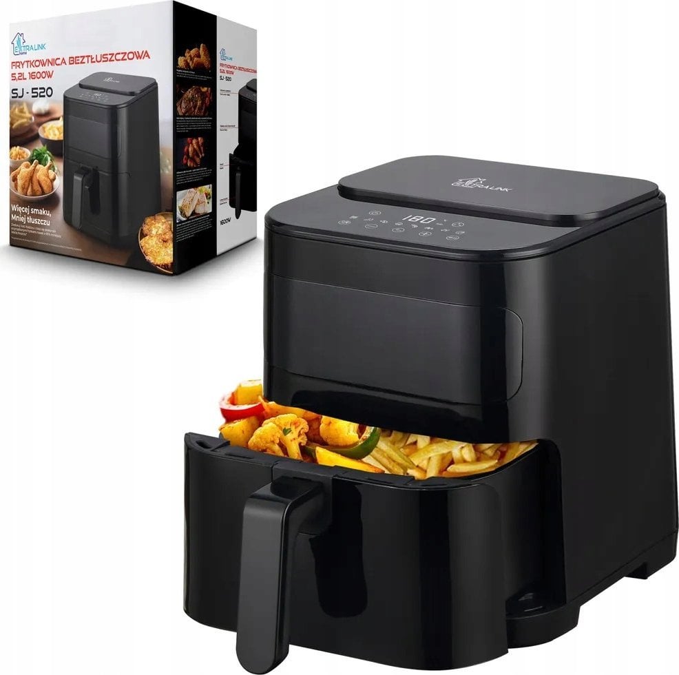 Frytkownica beztłuszczowa ExtraLink Extralink HOME AIR FRYER 5.2L EU SJ-520 frytkownica Pojedyńczy 5,2 l Frytkownica na gorące powietrze Czarny