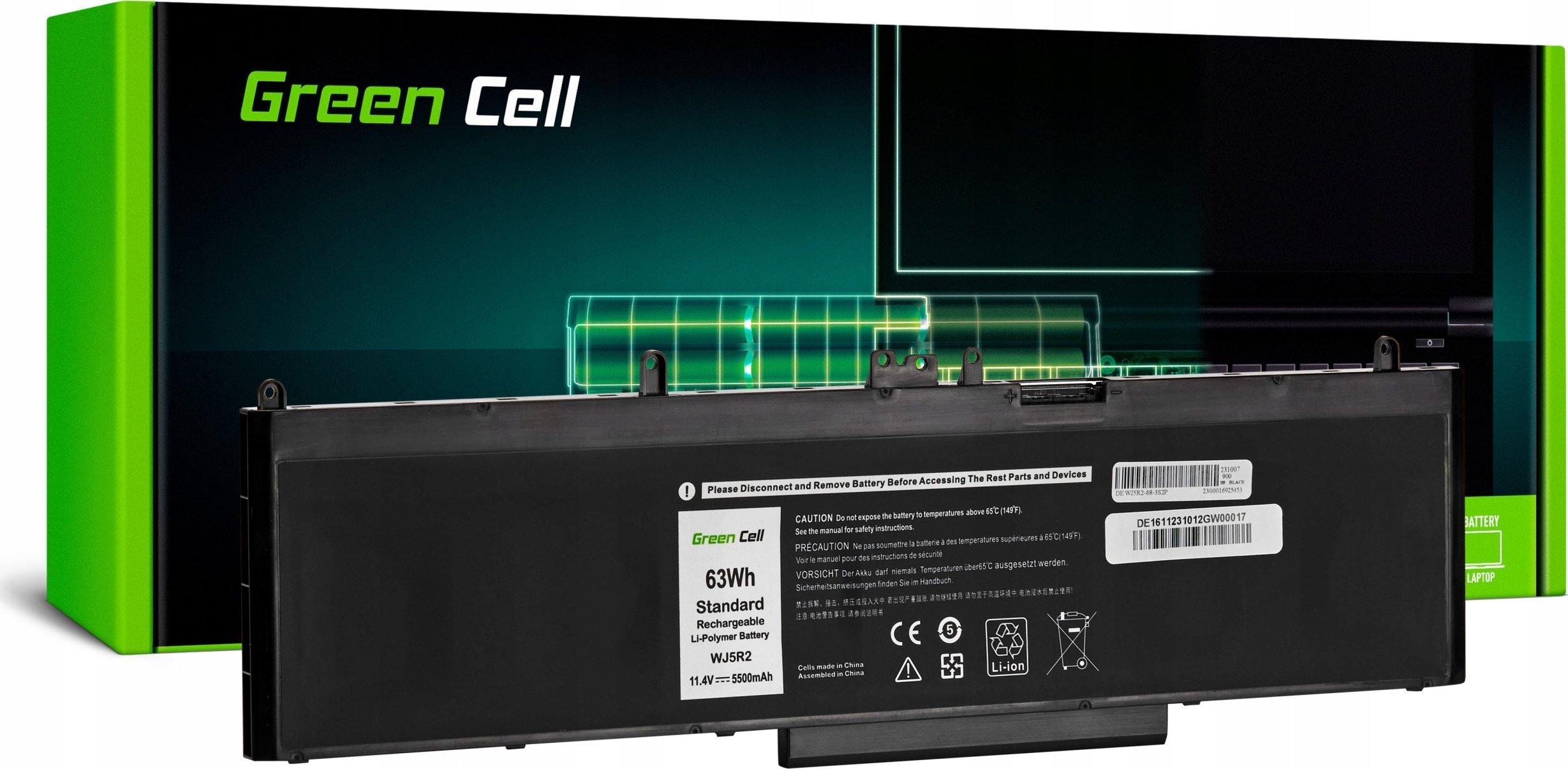 Bateria Green Cell Bateria Green Cell WJ5R2 04F5YV do Dell Latitude E5570 Precision 3510