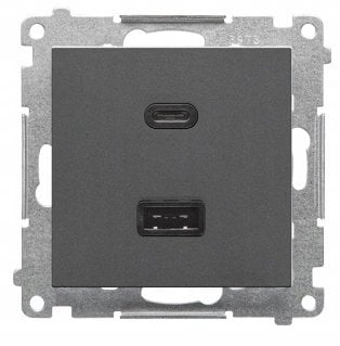 Kontakt-Simon Simon Ładowarka USB C+A (moduł), 30 W, 230V grafitowy mat TEC2CAQ.01/116