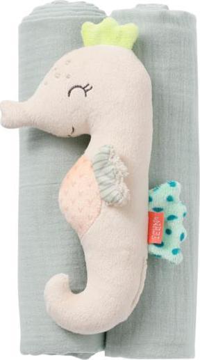 Fehn Muślinowe Pieluszki i Maskotka z Grzechotką, Konik