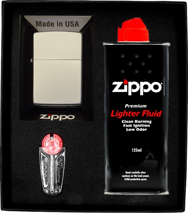 Zestaw ZIPPO Zapalniczka SATIN CHROME Prezentowy No1
