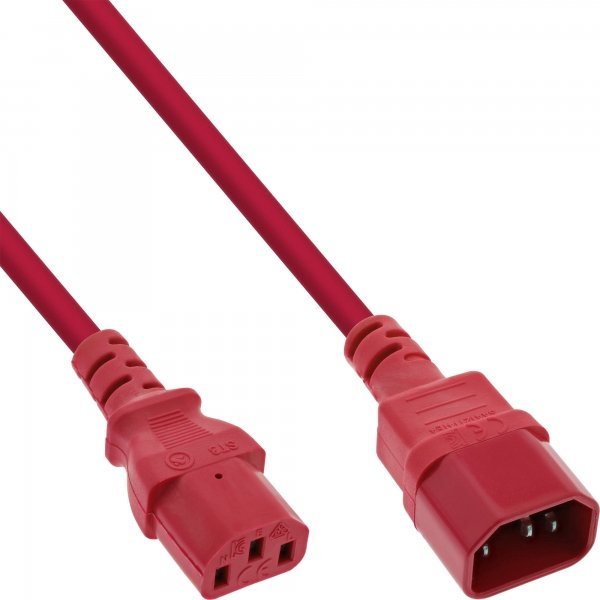 Kabel zasilający InLine 55pcs. Bulk-Pack InLine® Power cable extension, C13 to C14, red, 1m