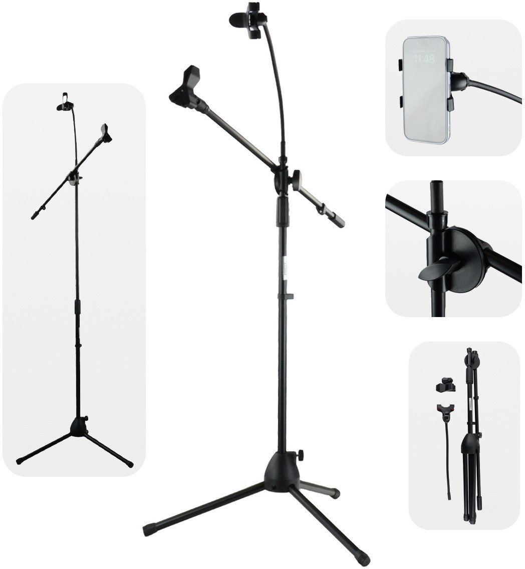 Statyw mikrofonowy z uchwytem na telefon HSM4 Hardman one size